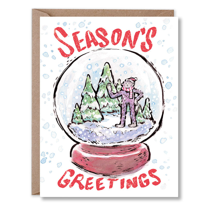 Season's Greetings Snow Globe Bigfoot
