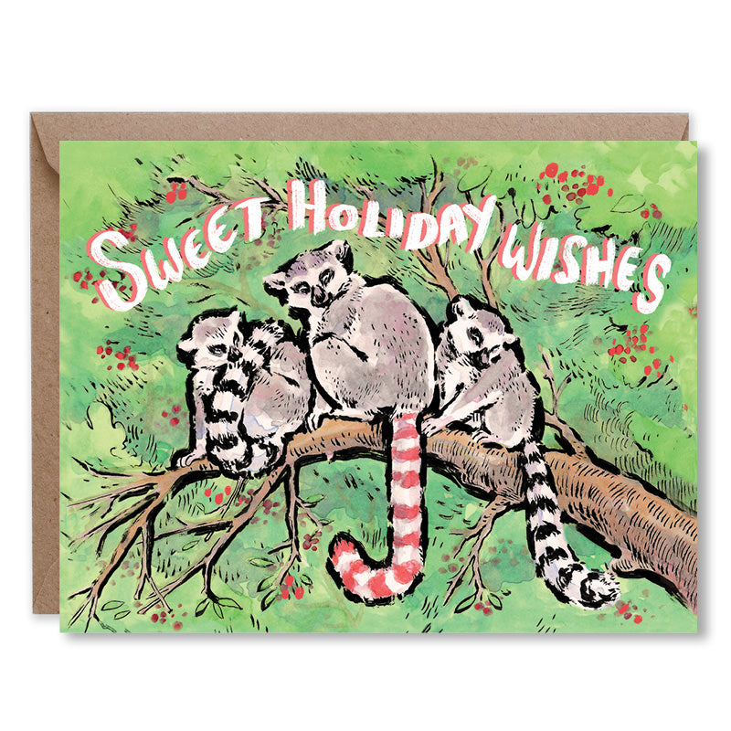 Sweet Holiday Wishes Candycane Lemurs